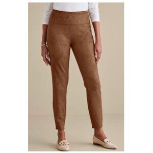 Soft Surroundings Brown faux Suede Leggings pants size 1X plus womens pull on